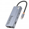 Кабель-переходник Hoco HB52 Type-C на HDMI/USB3.0/USB-C/RJ45/SD/TF серый