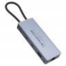 Кабель-переходник Hoco HB52 Type-C на HDMI/USB3.0/USB-C/RJ45/SD/TF серый
