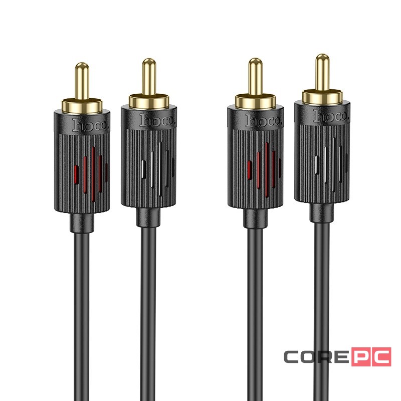 Кабель 2xRCA (папа) - 2xRCA (папа) Hoco UPA29 1.5м черный