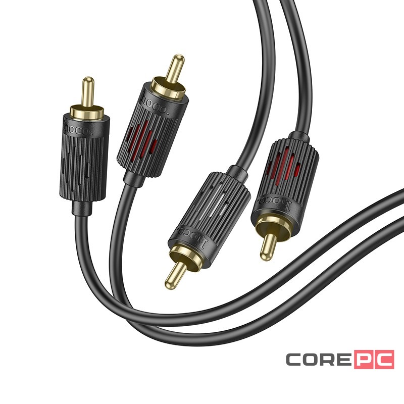 Кабель 2xRCA (папа) - 2xRCA (папа) Hoco UPA29 1.5м черный