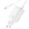 Сетевое зар. устр. Hoco N23 GaN с шнуром Type-C на Lightning 2C 45W белое
