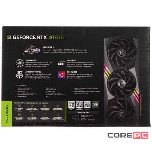 Видеокарта MSI (RTX 4070 Ti GAMING X TRIO 12G) GeForce RTX 4070 Ti 12GB GAMING X TRIO