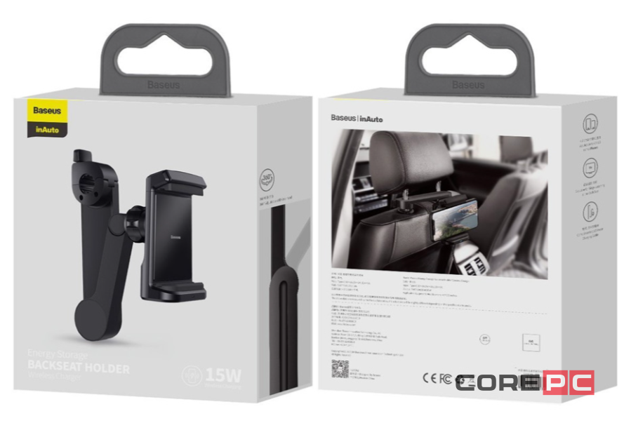Держатель в автомобиль на заднее сидение Baseus Energy с беспроводной зарядкой WXHZ-01 черный