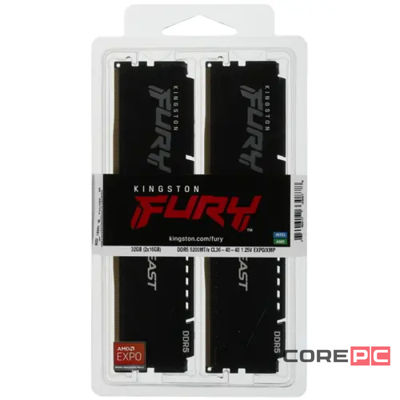 Оперативная память 32 Gb 5200 MHz Kingston FURY Beast EXPO Black (KF552C36BBEK2-32)