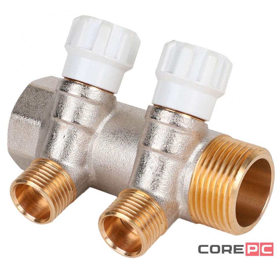 Коллектор латунный с регулирующими вентилями MVI 1quot;x1/2quot; 2 вых.