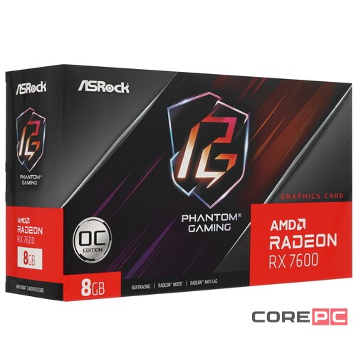 Видеокарта ASRock (RX7600 PG 8GO) Radeon RX 7600 8GB Phantom Gaming OC