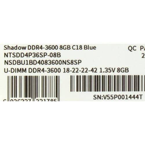 Оперативная память 8 Gb 3600 MHz NETAC SHADOW Blue (NTSDD4P36SP-08B)
