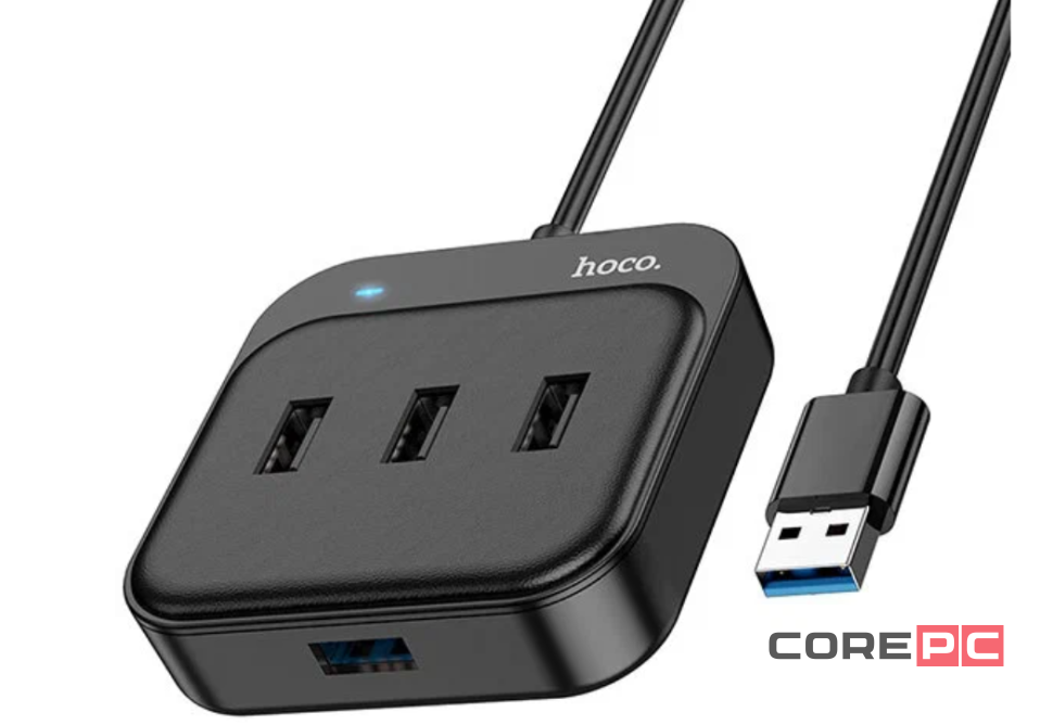 Адаптер Hoco HB31 4 в 1 Type-C на 4xUSB 2.0 0.2m (Black)