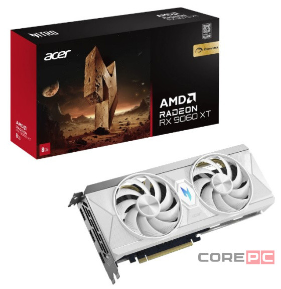 Видеокарта Acer (DP.Z4UWW.P02) RX 9060 XT 8GB NITRO WHITE OC