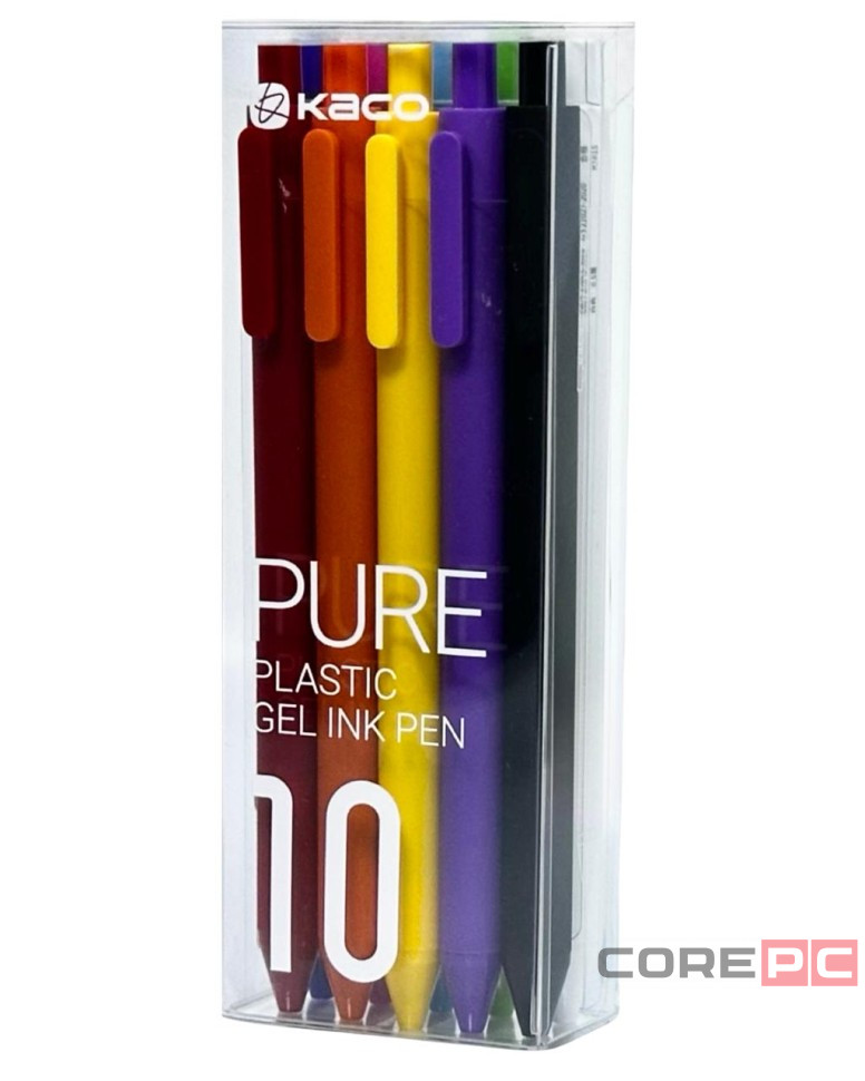 Ручка гелевая Kaco Pure Plastic Gel Ink  (комплект 10шт) цветные