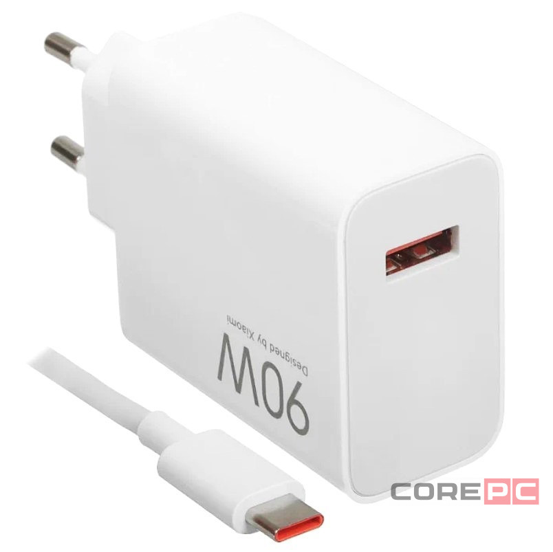 Сетевое зарядное устройство Xiaomi MI 1USB/2C 90W (MDY-19-EK) с кабелем Type-C белое