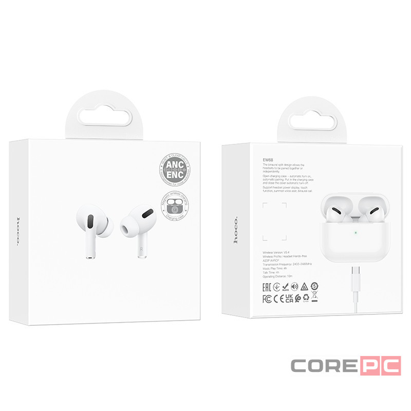 Беспроводные наушники TWS Hoco EW68 BT5.4/ANC+ENC белые