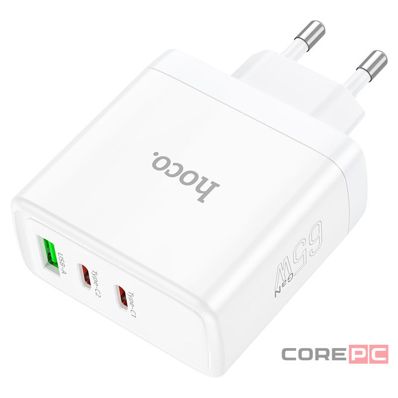 Сетевое зар. устр. Hoco N30 GaN 1USB/2USB-С 65W белое