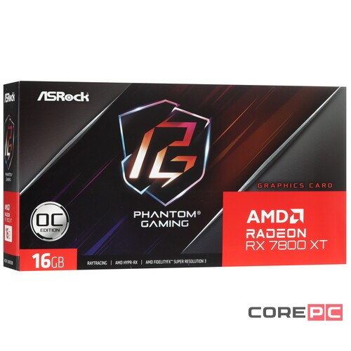 Видеокарта ASRock (RX7800XT PG 16GO) Radeon RX 7800 XT 16GB Phantom Gaming OC