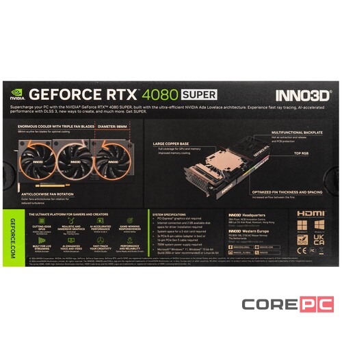 Видеокарта INNO3D (N408S3-166XX-187049N) GeForce RTX 4080 SUPER 16GB X3 OC
