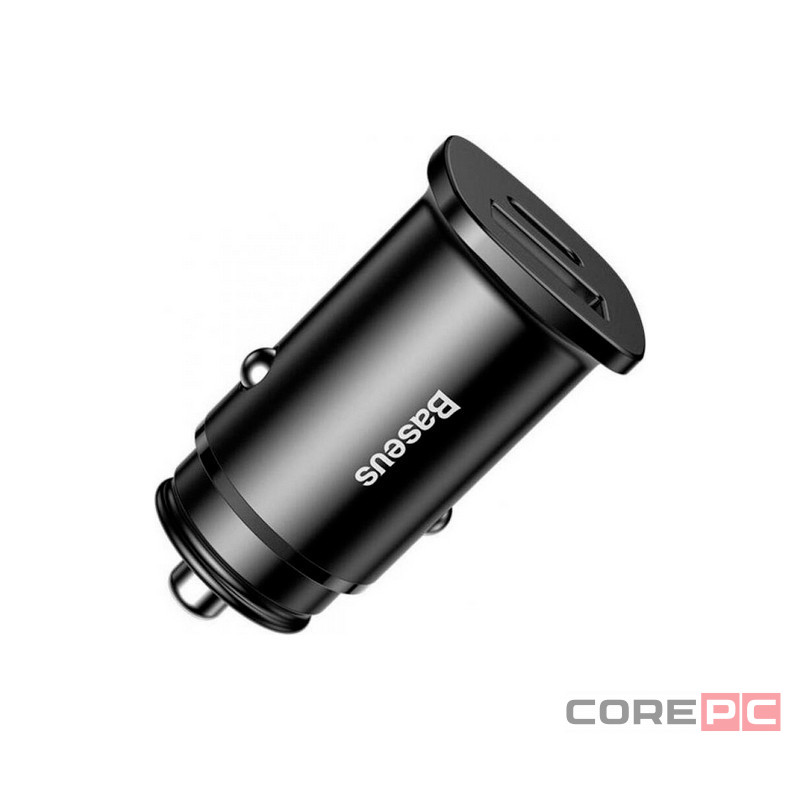 Автомобильное заряд. устр. Baseus Circular Metal 1USB/1C 30W CCALL-BS01 черное