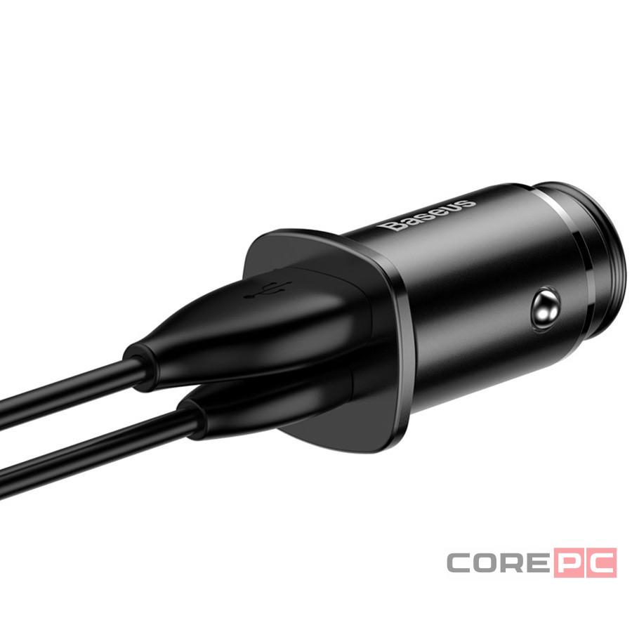 Автомобильное заряд. устр. Baseus Circular Metal 1USB/1C 30W CCALL-BS01 черное