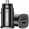 Автомобильное заряд. устр. Baseus Circular Metal 1USB/1C 30W CCALL-BS01 черное
