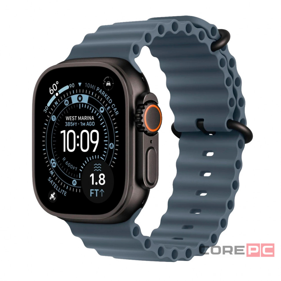 Apple Watch Ultra 3 49mm Black Titanium Case with Anchor Blue Ocean Band (One Size)