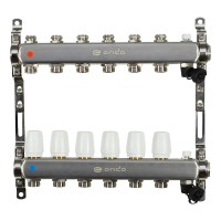 Группа коллекторная ONDO нерж сталь 6 вых. в сборе с термостатическими и запорными клапанами