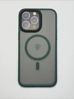 Чехол-накладка Dfansdesign Magsafe Case для Apple iPhone 14 Pro пластиковый прозрачно-черный (зеленая рамка)