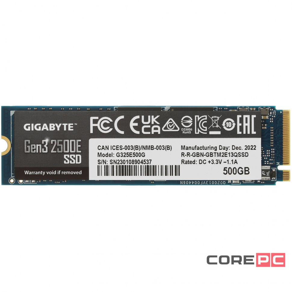 Твердотельный накопитель Gigabyte 500 Gb (G325E500G)