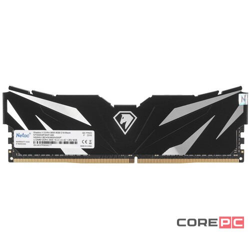 Оперативная память 8 Gb 3600 MHz NETAC SHADOW II Black (NTSWD4P36SP-08K)