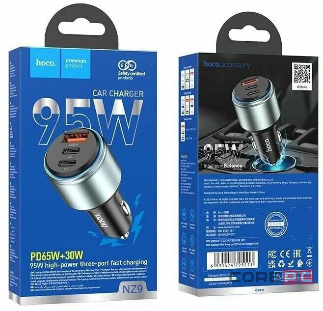 Автомобильное заряд. устр. Hoco NZ9 1USB/2USB-C 3A 95W черное