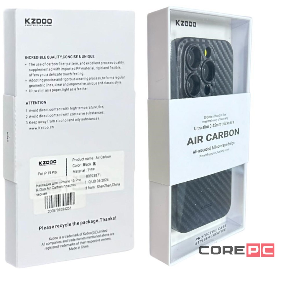 Накладка для i-Phone 15 Pro K-Doo Air Carbon пластик черная