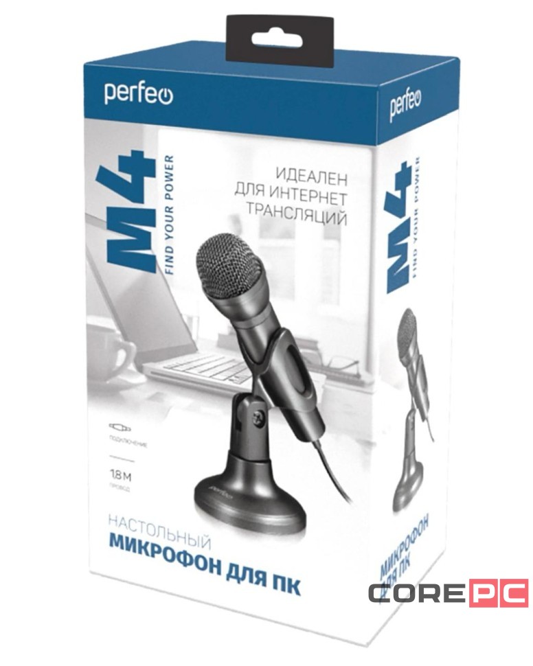 Микрофон для компьютера Perfeo M4 (PF_C3205) 3.5мм 1.8м черный