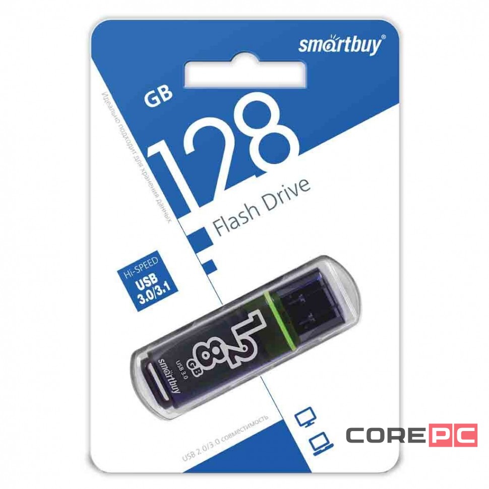 3.0 USB флеш накопитель Smartbuy 128GB Glossy Dark Grey (SB128GBGS-DG)