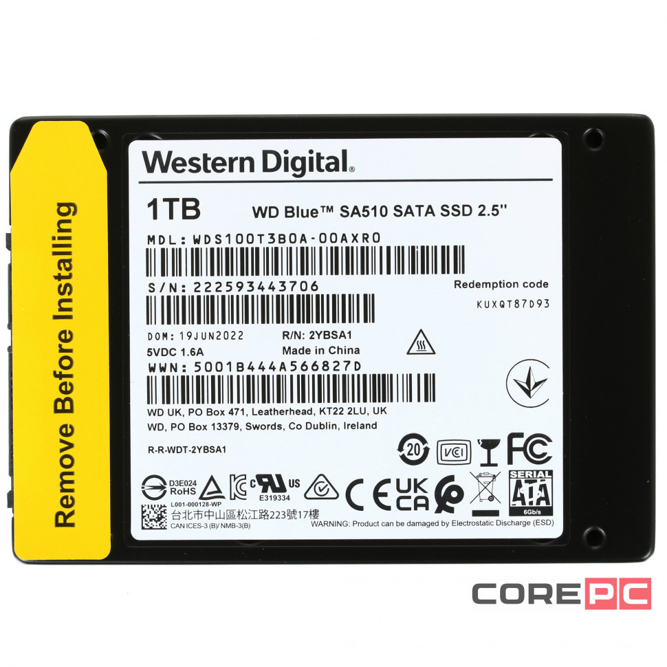Твердотельный накопитель Western Digital 1000 Gb Blue WDS100T3B0A