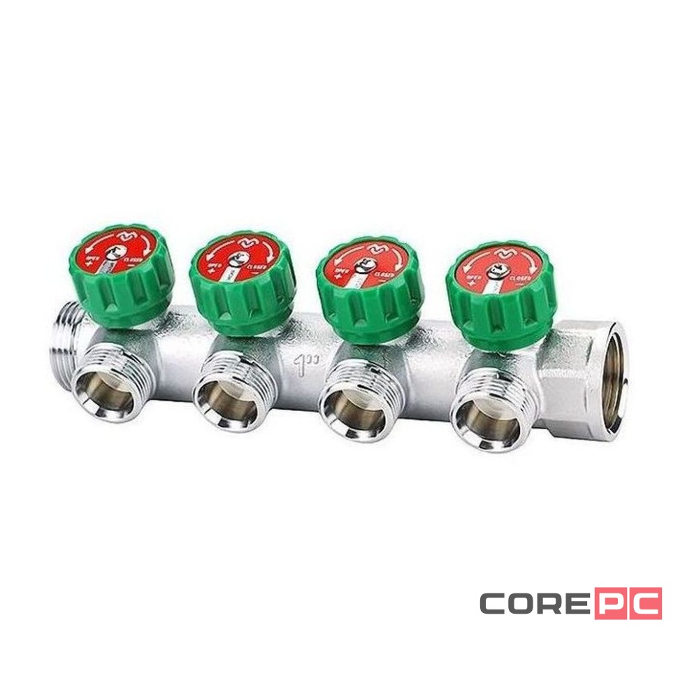 Коллектор регулирующий VARMEGA VM14634, 1quot;, на 4 выхода 3/4quot;ЕК, хромированный