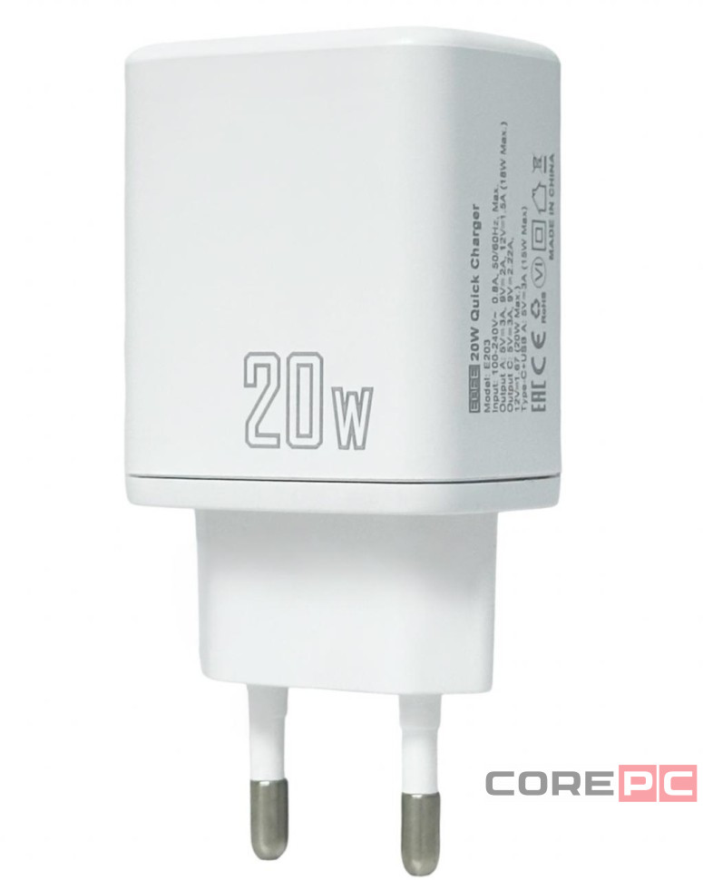 Сетевое зарядное устройство EOFE E203 1C/1USB 20W белое
