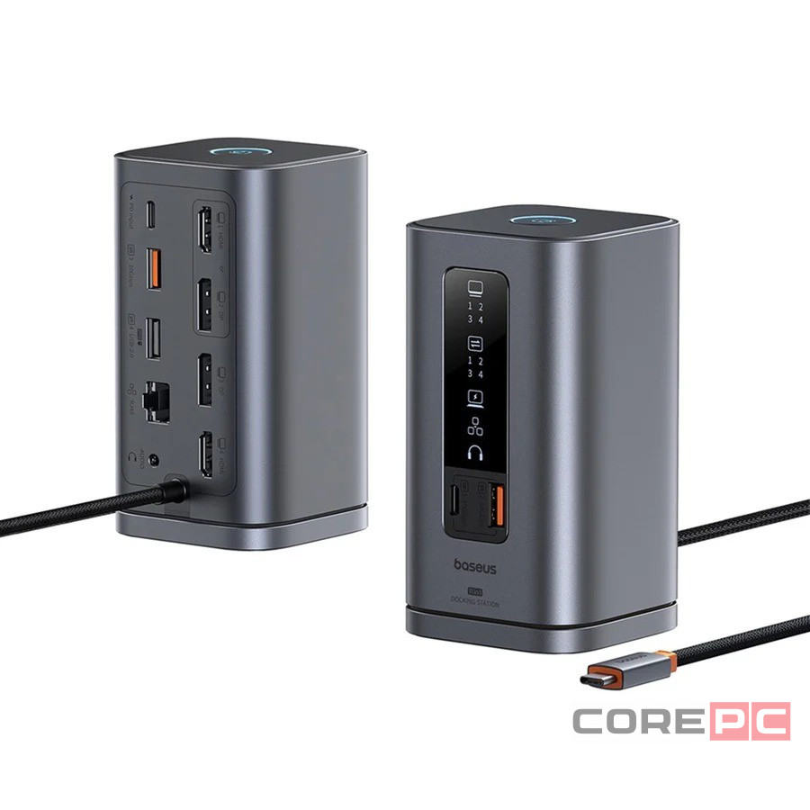 USB-C хаб Baseus Spacemate Series 11в1 3USB/2HDMI/2DP/2USB-C/RJ45/AUX (B00568101813-00) черный