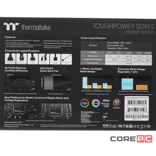 Блок питания Thermaltake 1050W TOUGHPOWER PF1 ARGB PS-TPD-1050F3FAPE-1