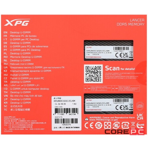Оперативная память 64 Gb 6400 MHz ADATA XPG LANCER Black (AX5U6400C3232G-DCLABK)
