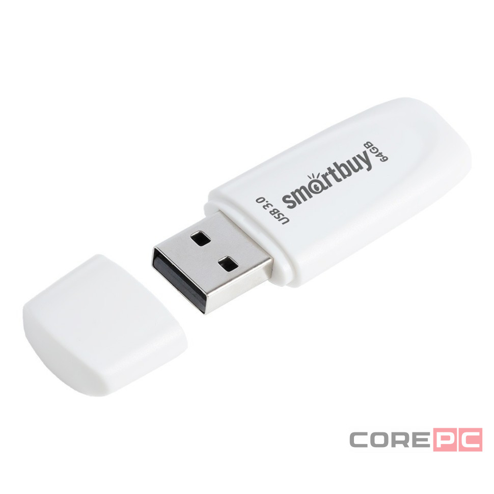 3.0/3.1 USB флеш накопитель Smartbuy 064GB Scout White (SB064GB3SCK)