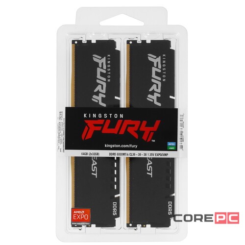 Оперативная память 64 Gb 6000 MHz Kingston FURY Beast EXPO Black (KF560C36BBEK2-64)