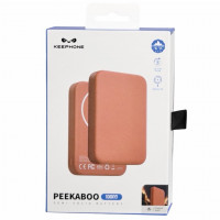 Powerbank магнитный с MagSafe Keephone Peekaboo 10000mAh кожаный оранжевый