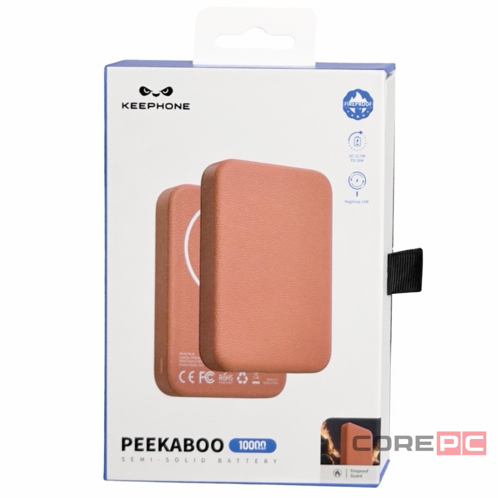 Powerbank магнитный с MagSafe Keephone Peekaboo 10000mAh кожаный оранжевый
