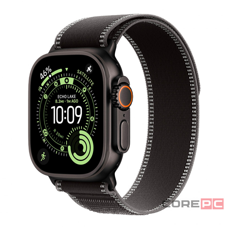 Apple Watch Ultra 3 49mm Black Titanium Case with Black/Charcoal Trail Loop (S/M)