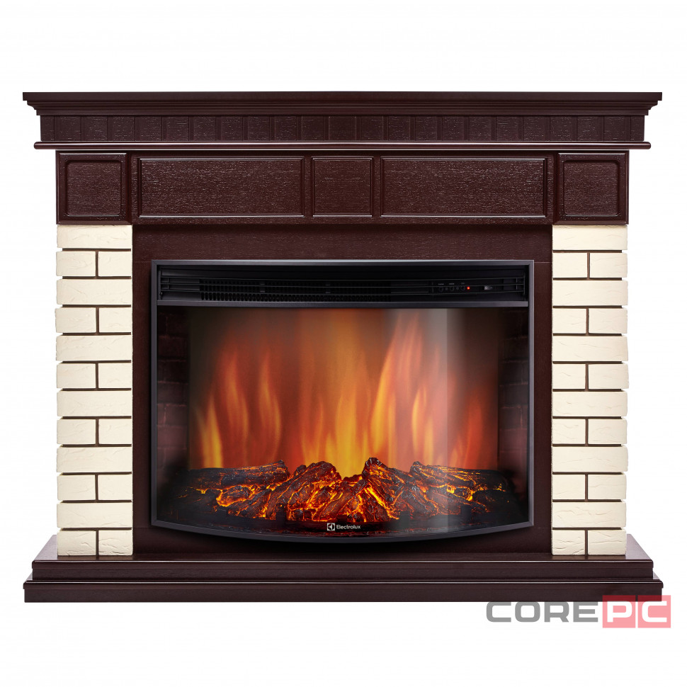 Очаг Electrolux EFP/P-2720RLS, портал Bricks 25 камень бежевый, шпон темный дуб