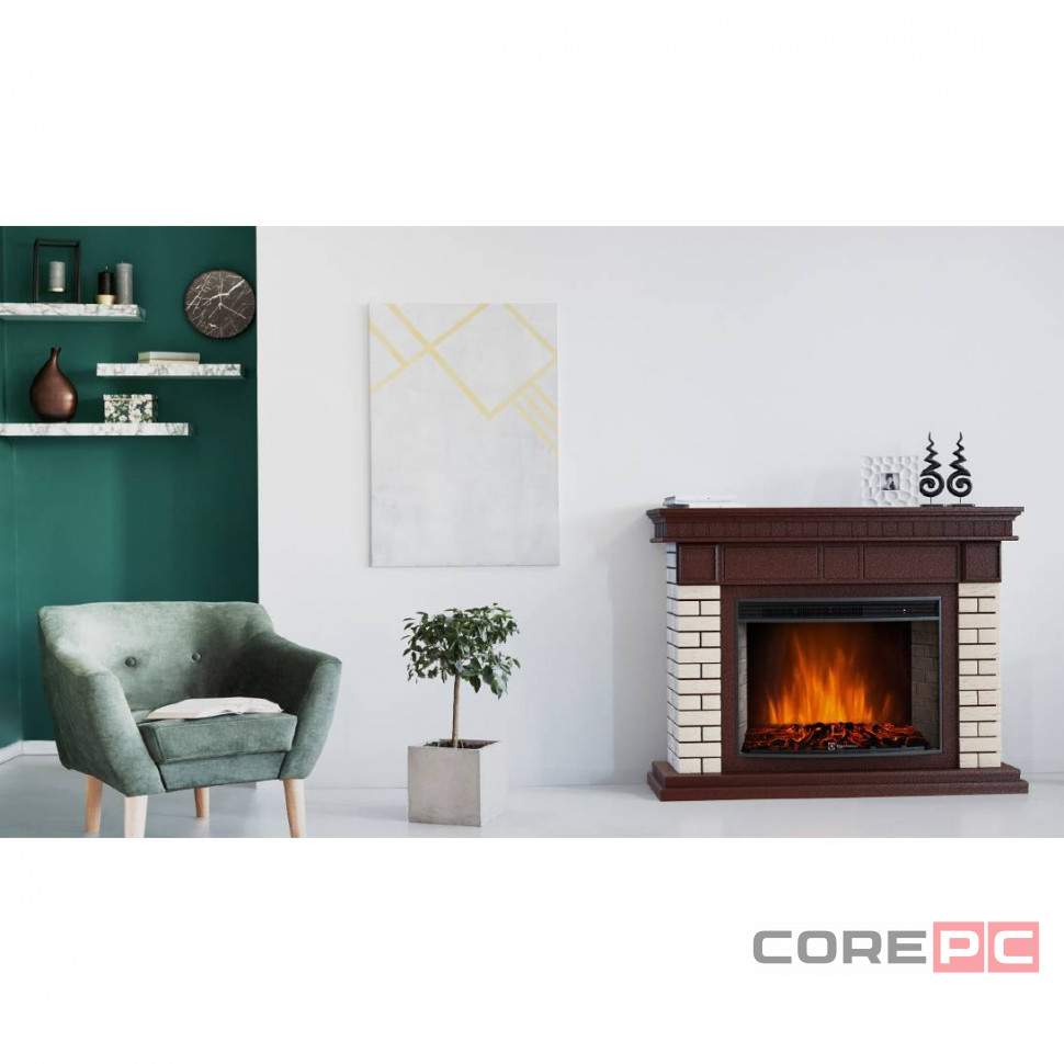 Очаг Electrolux EFP/P-2720RLS, портал Bricks 25 камень бежевый, шпон темный дуб