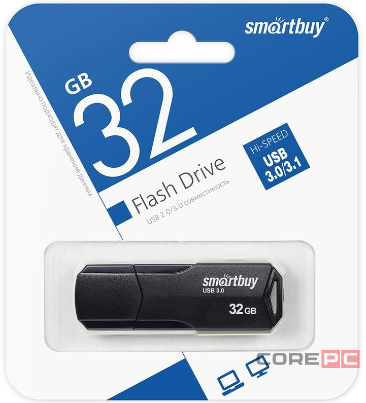 3.1 USB флеш накопитель Smartbuy 32GB Clue black (SB32GBCLU-K3)