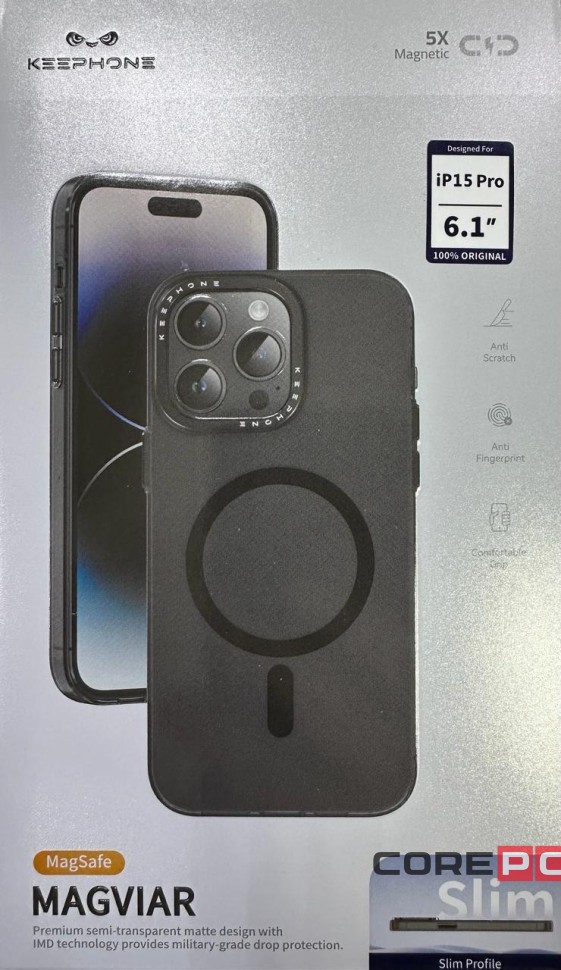Накладка для i-Phone 15 Pro Keephone Magviar Magsafe черная