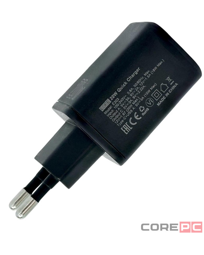 Сетевое зарядное устройство EOFE E203 1C/1USB 20W черное