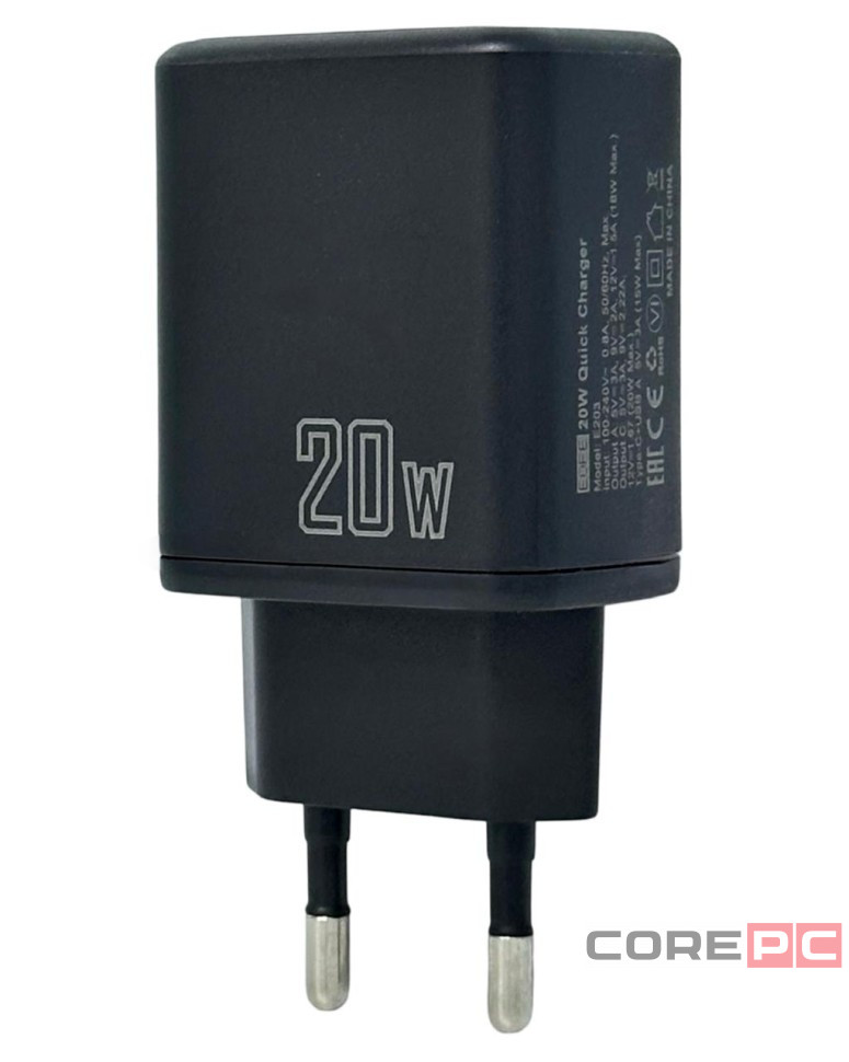 Сетевое зарядное устройство EOFE E203 1C/1USB 20W черное