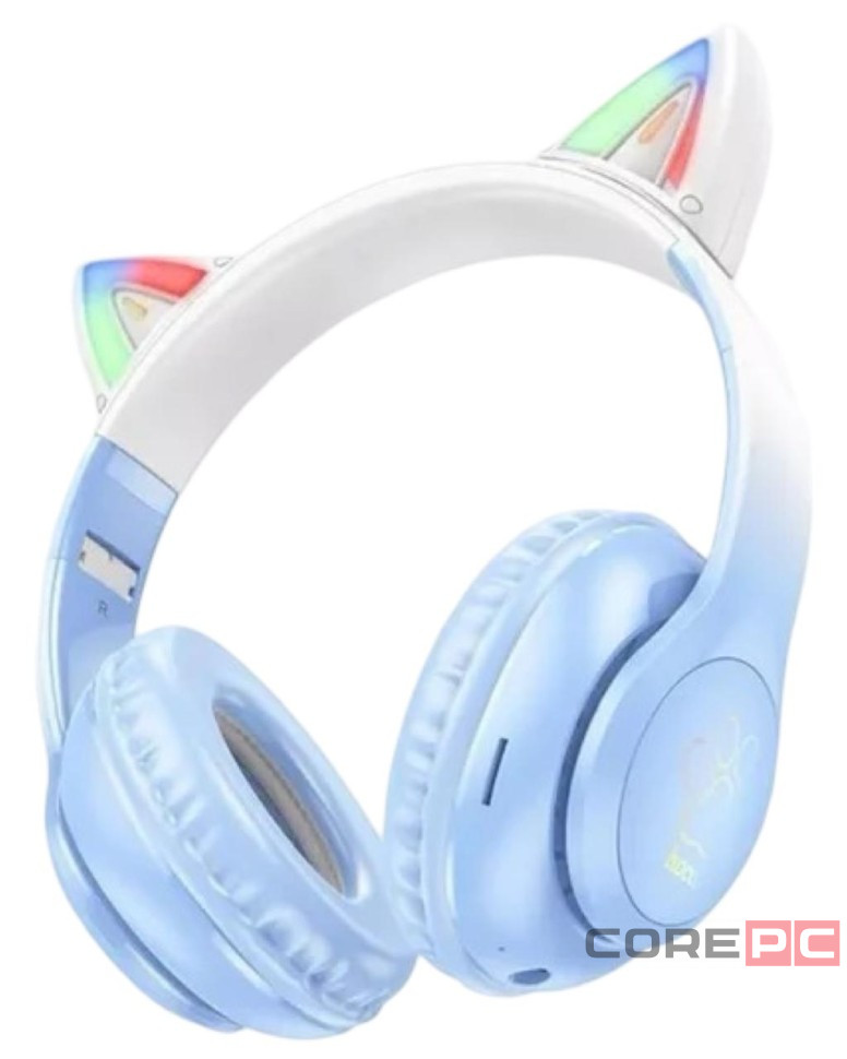 Стереонаушники Bluetooth Полноразмерные Hoco W42 Cat Ear BT5.3/10ч синие