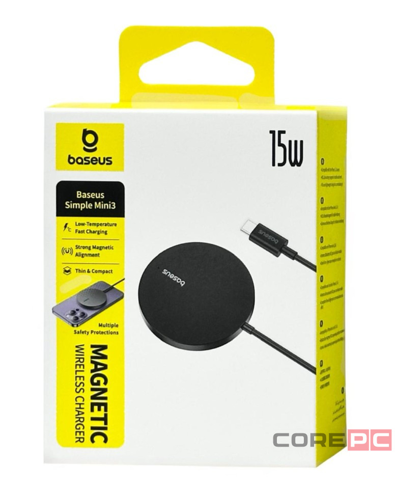 Беспроводное зарядное устройство Baseus Simple Mini 3 Magnetic Wireless 15W CCJJ040001 черное